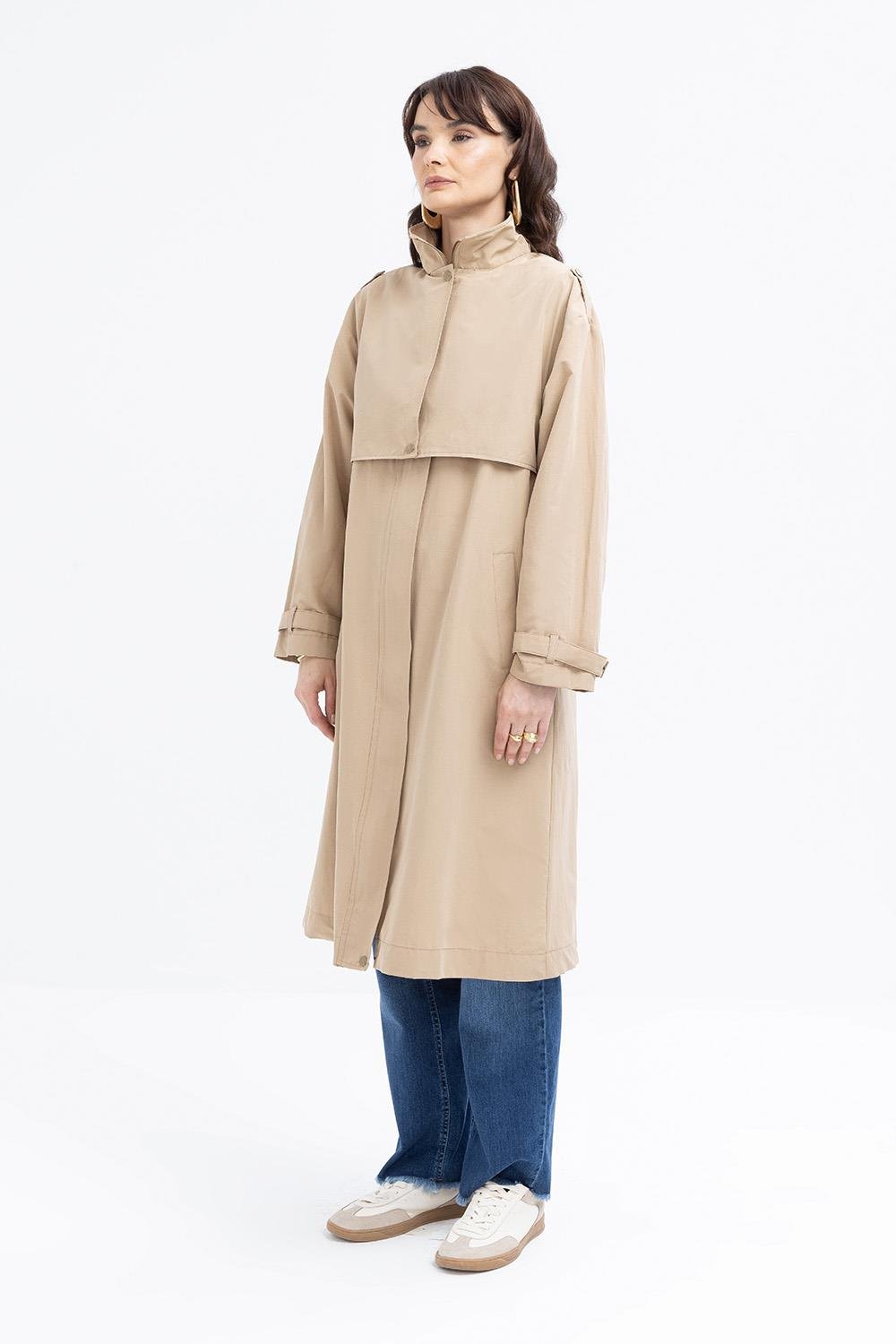TLD Women Allday Beige Beige-Pocketed Trench Coat - Manchester