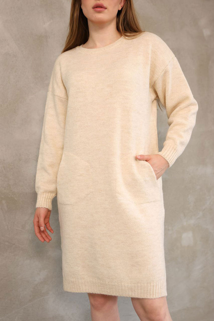 Beige Double Pocket Bicycle Collar Tunic Dress BCES-252022 - Saint-Maur-des-Fossés