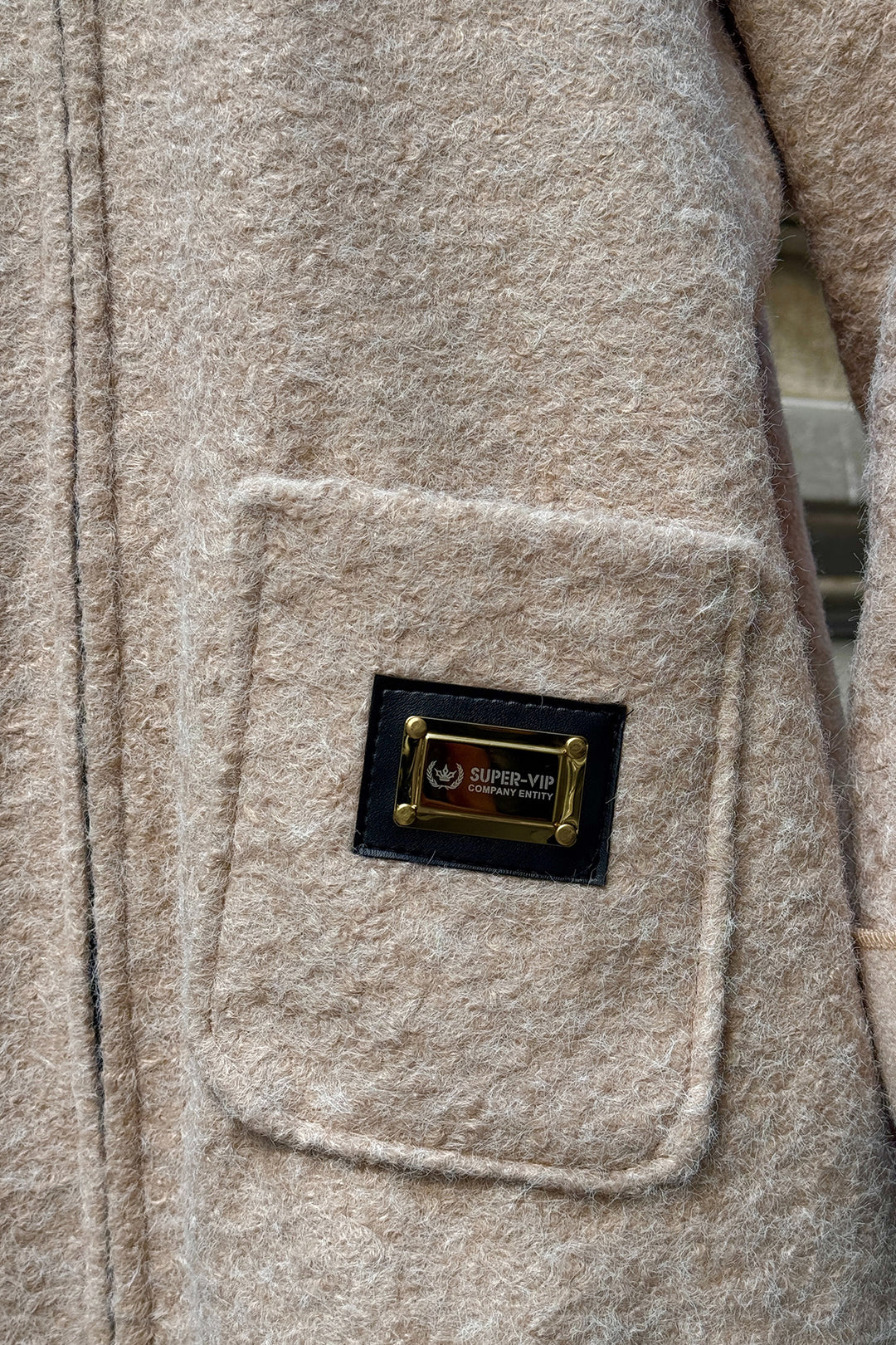 Beige Double Pocket Hooded Long Winter Boucle Jacket BCVL-25V221 - Rochester