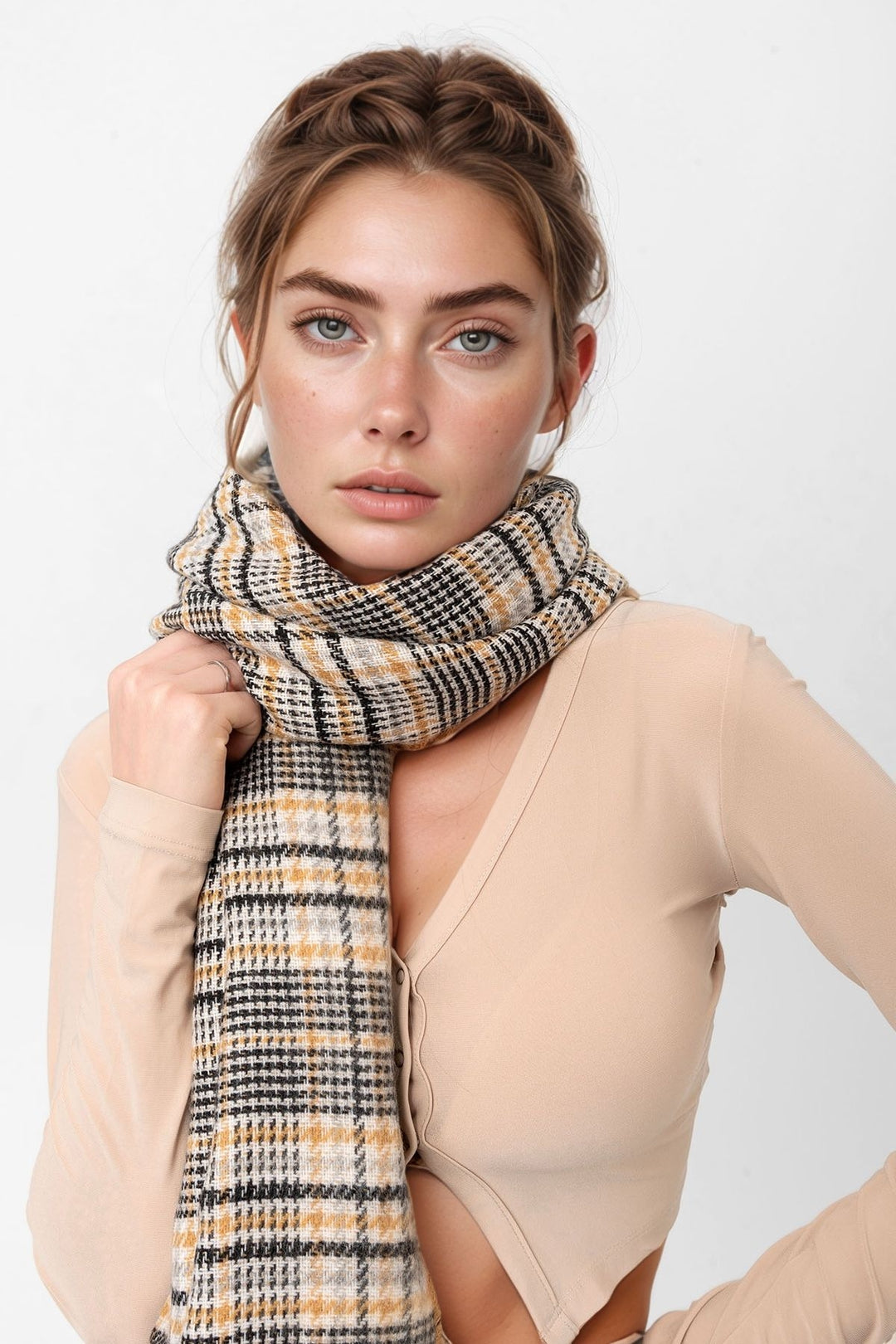 Beige Double-Sided Thick Shoulder Shawl Scarf BCNSV-25WT1035 - Drohobych