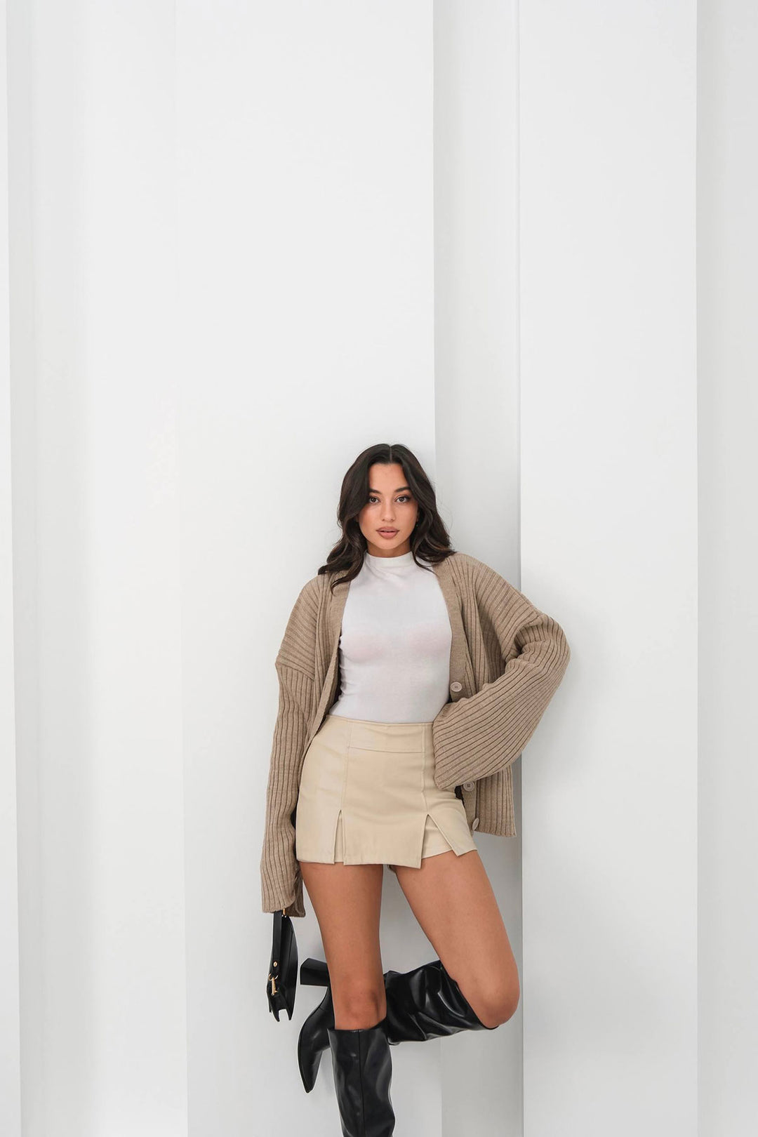 Beige Double Slit Shorts Skirt BCHN-25260364 - Southall