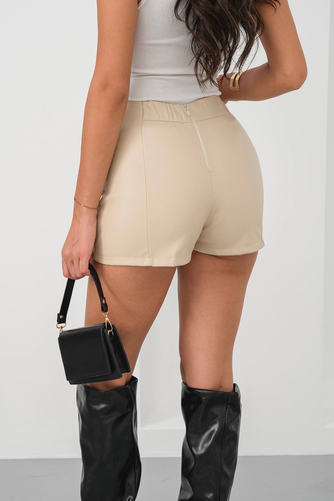 Beige Double Slit Shorts Skirt BCHN-25260364 - Southall
