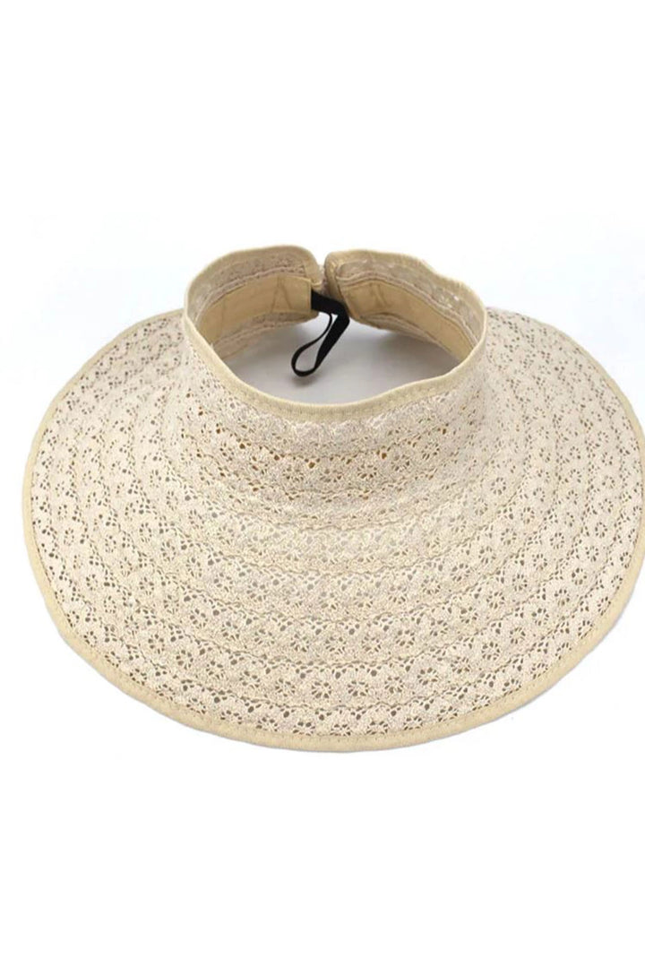 Beige Lace Top Open Wide Mesh Visor Hat BCNSV-2514535 - Severn