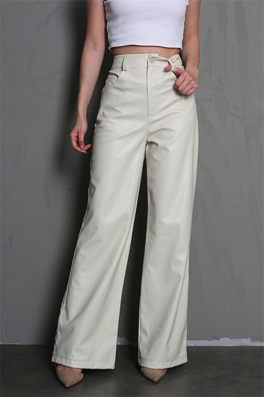 MDX Beige Leather Basic Women's Pants MG1316 - Fort Pierce