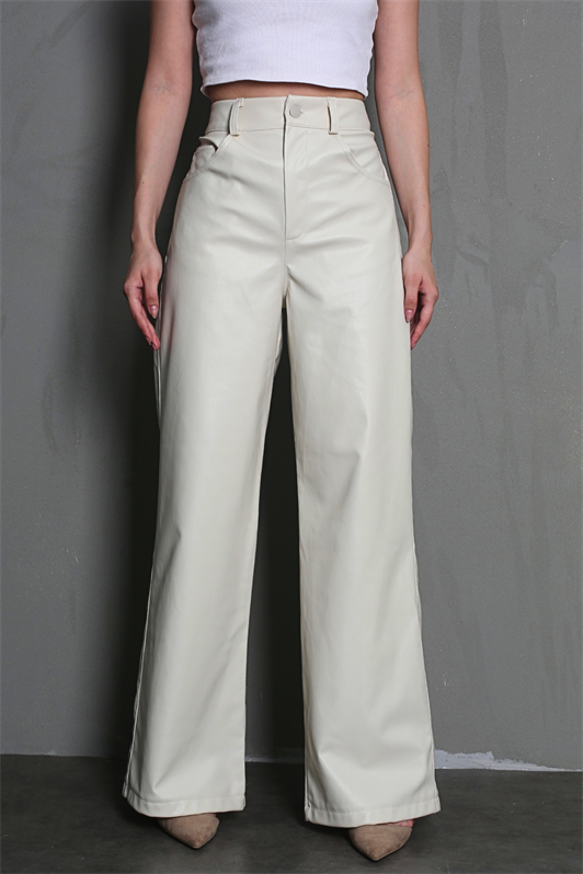 MDX Beige Leather Basic Women's Pants MG1316 - Fort Pierce