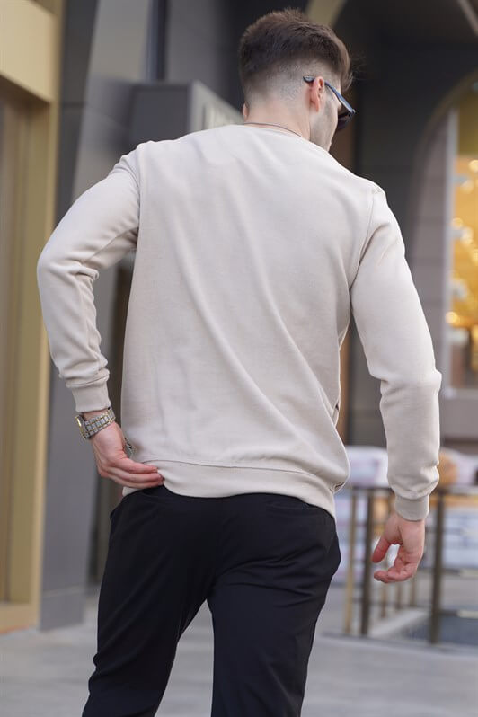 MDX Beige Patterned Bike Collar Sweater 5963 - Marlborough