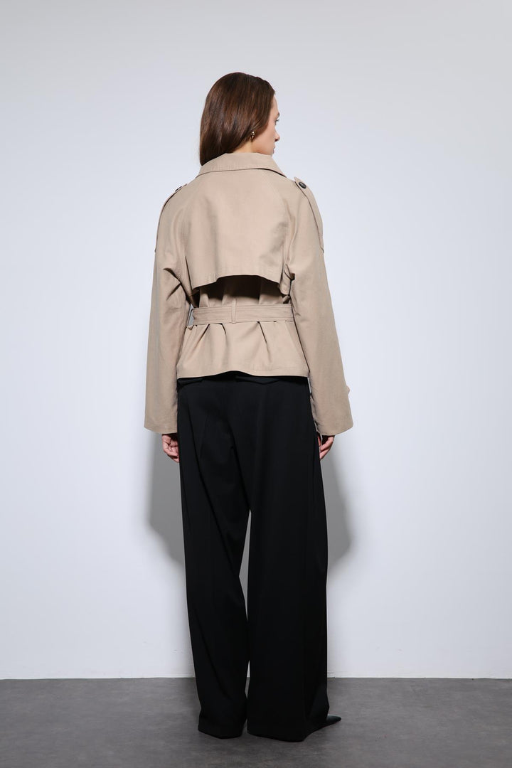 ANT Antioch Bej Dik Yaka Kruvaze Trençkot - Northampton