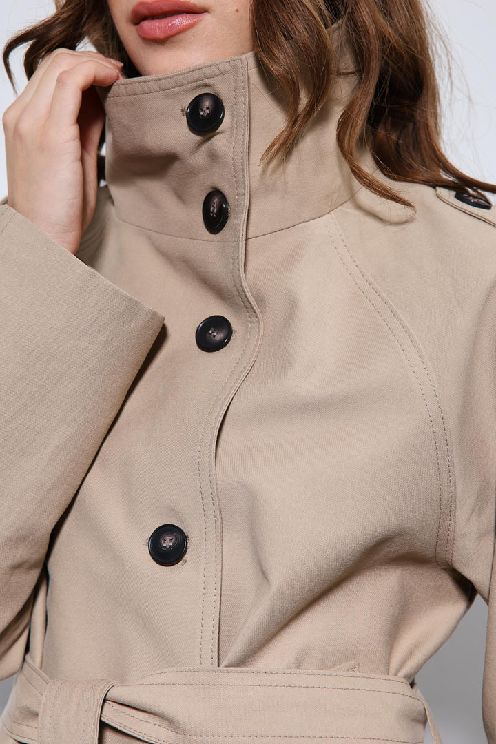 ANT Antioch Bej Dik Yaka Kruvaze Trençkot - Northampton