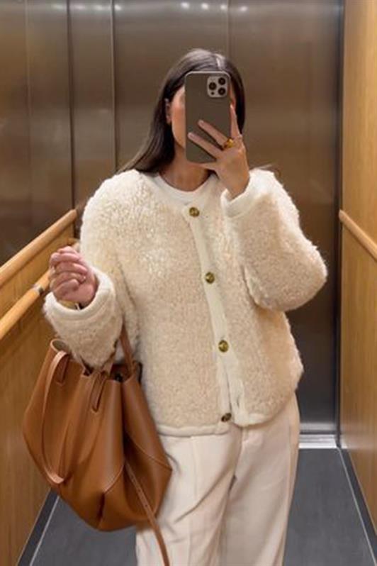 MDX Beige Buttoned Boucle Knit Cardigan MG1949 - Herriman