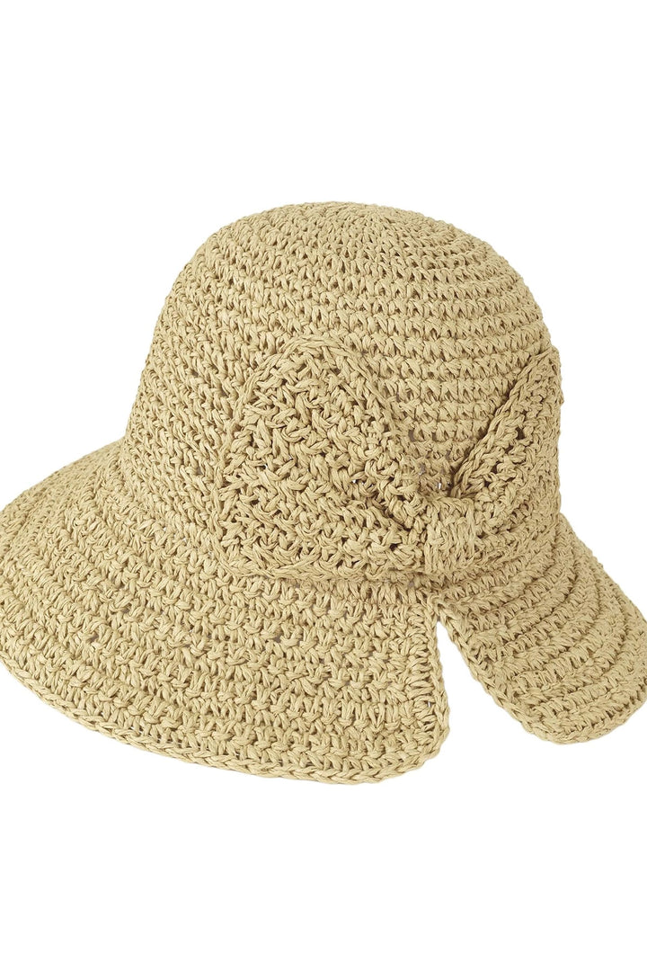 Beige Crochet Straw Hat with Bow BCNSV-2514527 - Linares