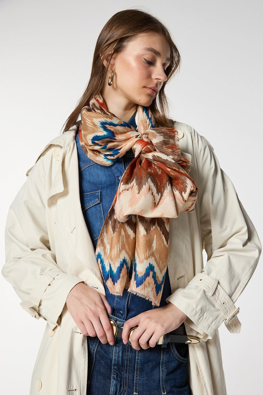 Beige Ethnic Patterned Shawl BCNSV-2515067 - Hamburg