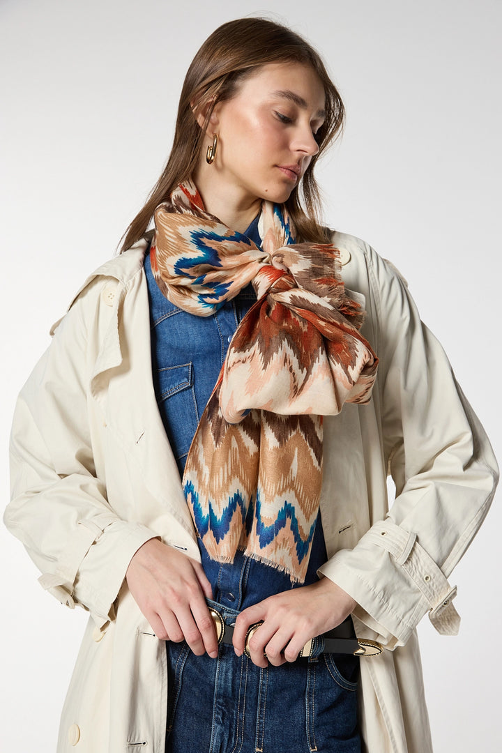 Beige Ethnic Patterned Shawl BCNSV-2515067 - Hamburg
