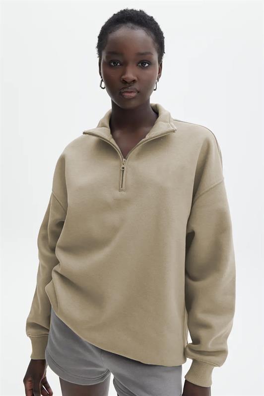 MDX Beige Oversize Sweatshirt with Zipper Detail MG1933 - Palm Harbor