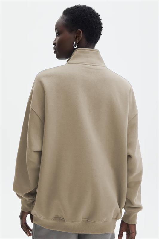MDX Beige Oversize Sweatshirt with Zipper Detail MG1933 - Palm Harbor