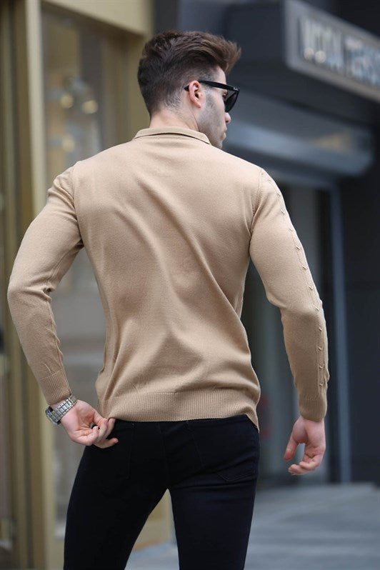 MDX Beige Sweater with Zipper Detail 5606 - Schwabach