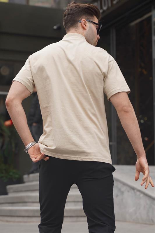 MDX Beige Zip Neck Men's T-Shirt 5858 - Bucharest