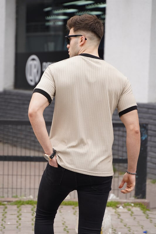 MDX Beige Zip Neck Men's Polo Shirt - Lemgo