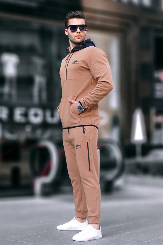 MDX Beige Zippered Hooded Men's Tracksuit 6843 - Grand Island