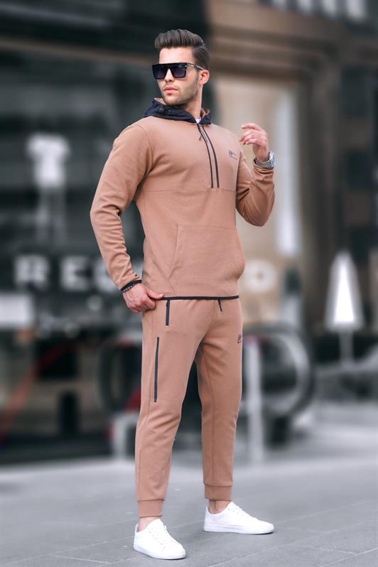 MDX Beige Zippered Hooded Men's Tracksuit 6843 - Grand Island