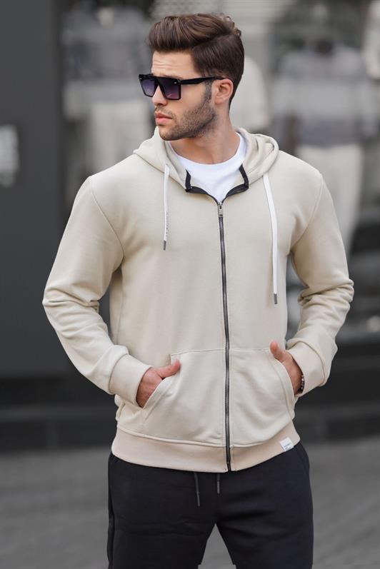 MDX Beige Hooded Sweatshirt with Zipper 6161 - Cerignola