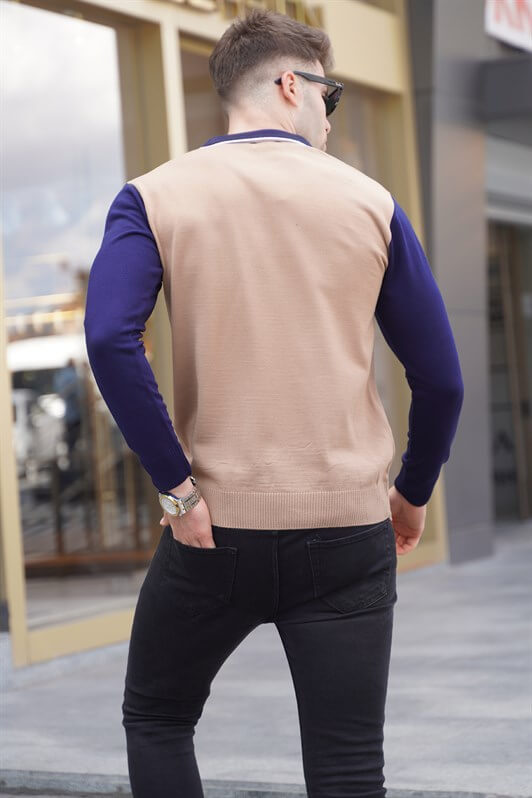 MDX Beige Zippered Polo Neck Sweater 5787 - Dunedin