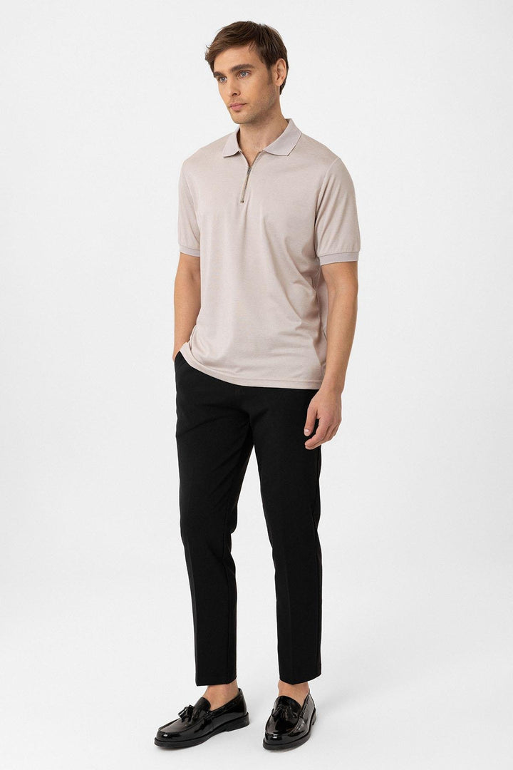 ANT Antioch Bej Fermuarlı Regular Fit Erkek T-Shirt - High Point
