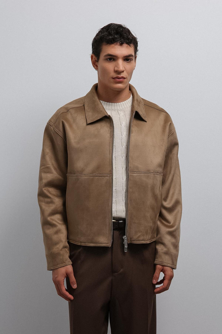 ANT Antioch Men's Faux Suede Jacket with Zipper - Gallatin