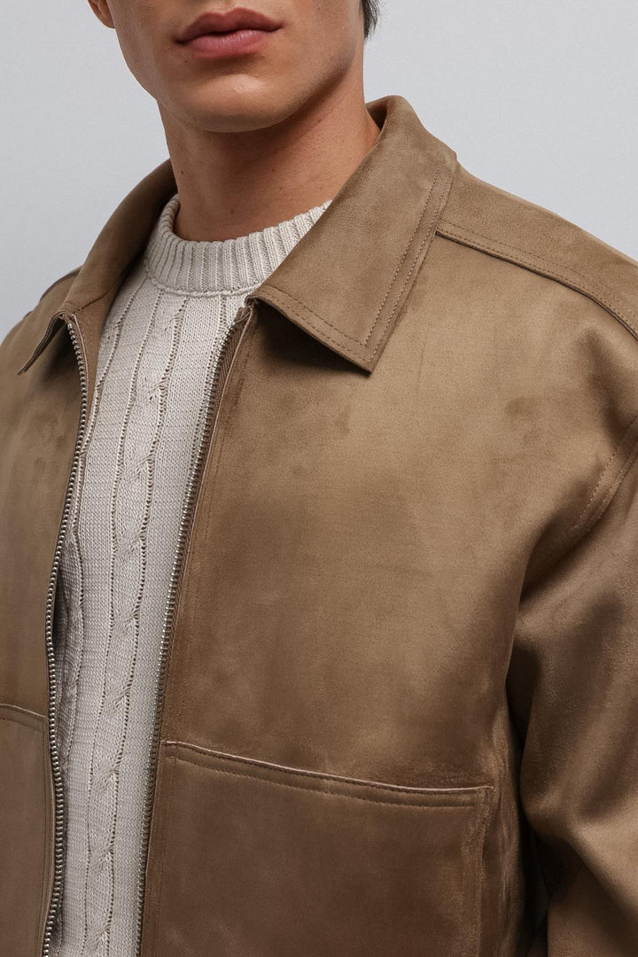 ANT Antioch Men's Faux Suede Jacket with Zipper - Gallatin