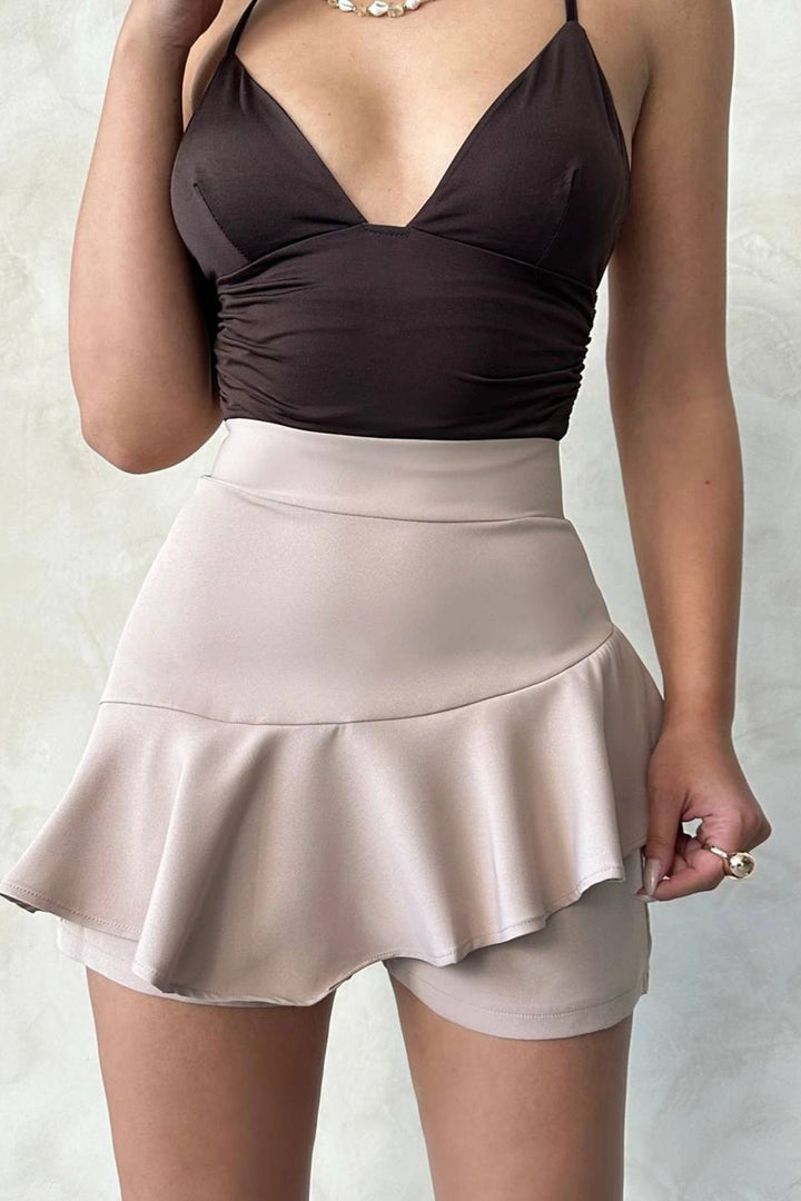 Beige Ruffled Shorts Skirt BCHN-2525683 - Irvine