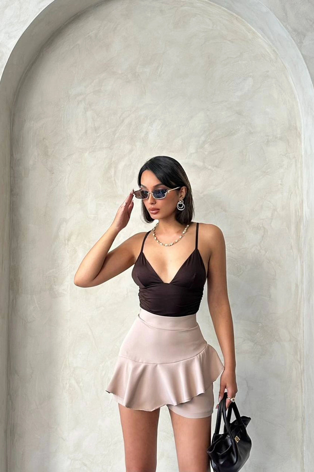 Beige Ruffled Shorts Skirt BCHN-2525683 - Irvine