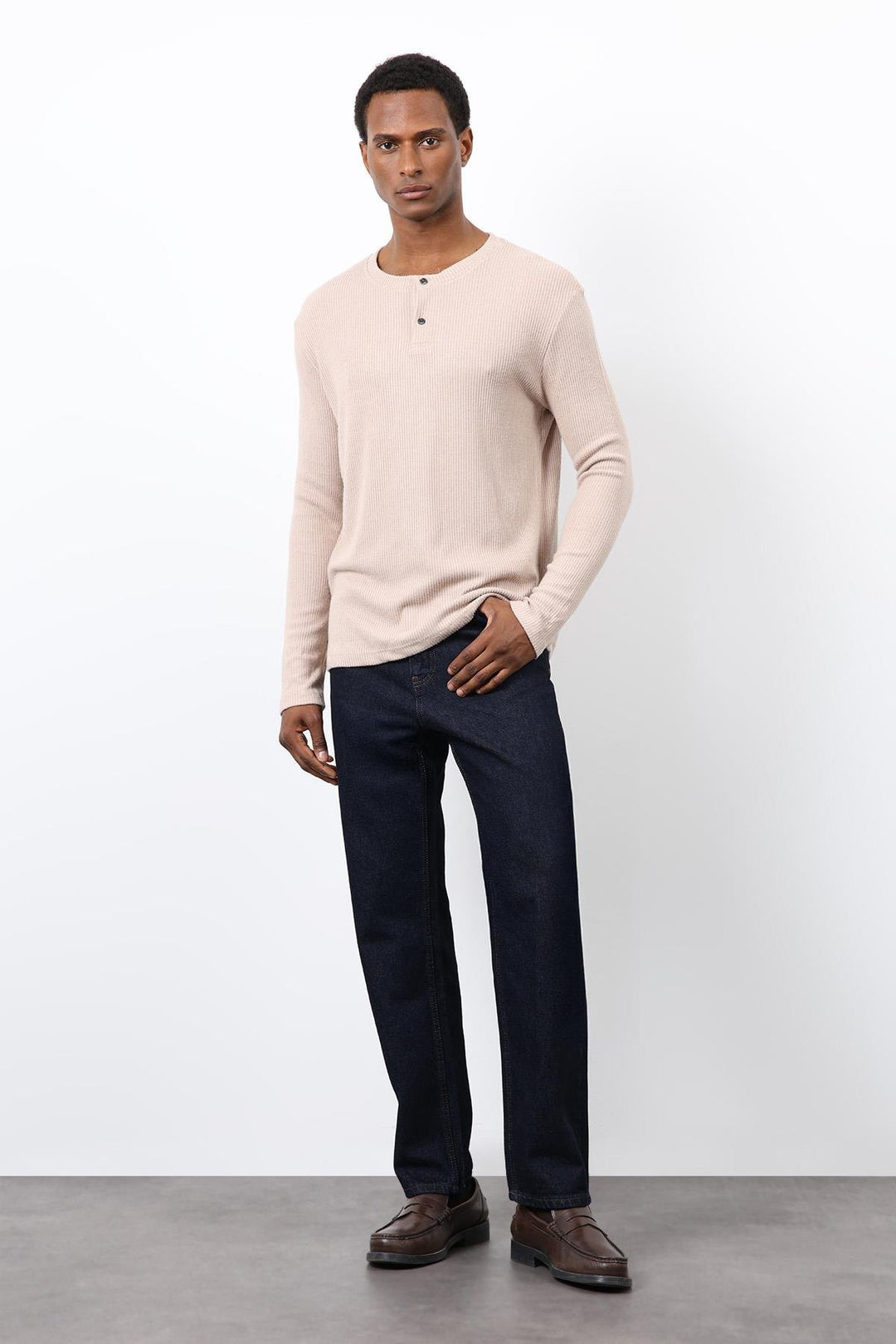 ANT Antioch Bej Fitilli Düğmeli Yaka T-Shirt - Catanzaro