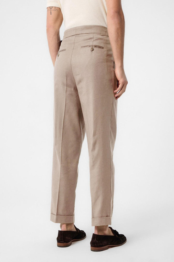 ANT Antioch Beige Italian Cut High Waist Men's Trousers - Plainfield