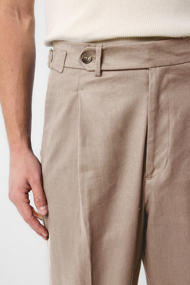 ANT Antioch Beige Italian Cut High Waist Men's Trousers - Plainfield