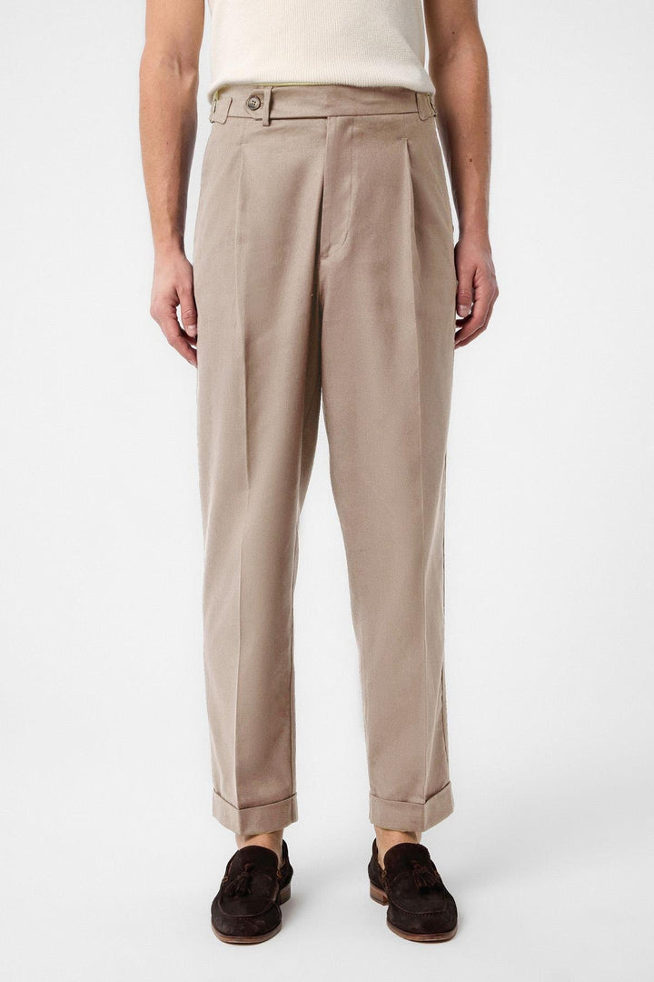 ANT Antioch Beige Italian Cut High Waist Men's Trousers - Plainfield