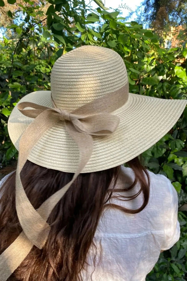 Beige Jute String Bow Wide Straw Hat BCNSV-2514232-32 - Civitanova Marche