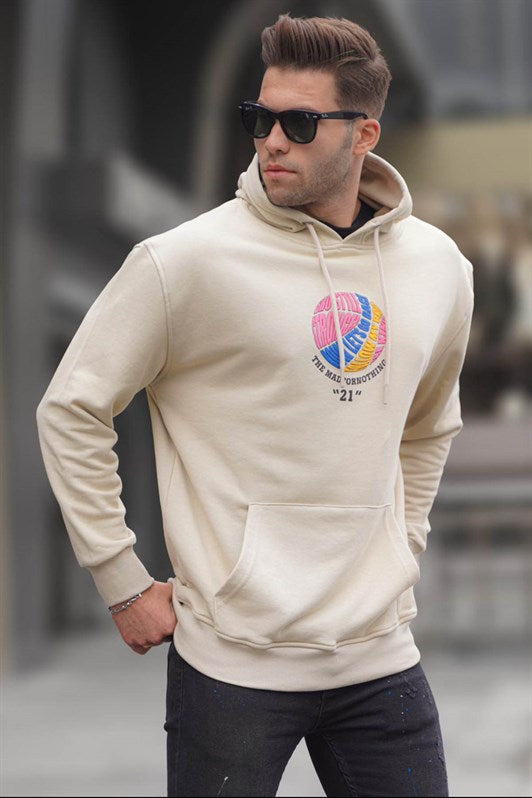 MDX Beige Embossed Hooded Sweatshirt 6042 - Dovzhansk