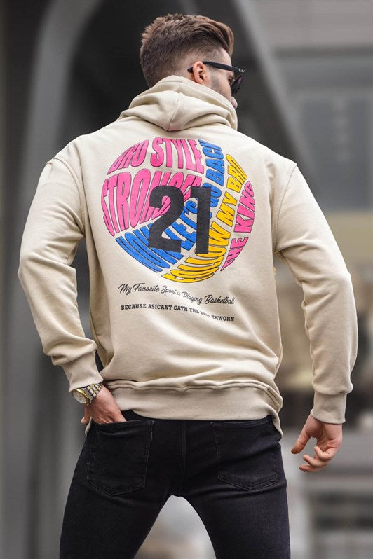 MDX Beige Embossed Hooded Sweatshirt 6042 - Dovzhansk