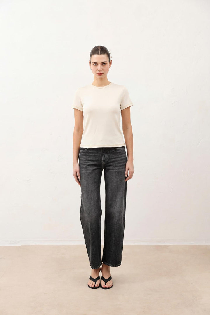 ANT Antioch Bej Kadın Basic T-Shirt - Tiel