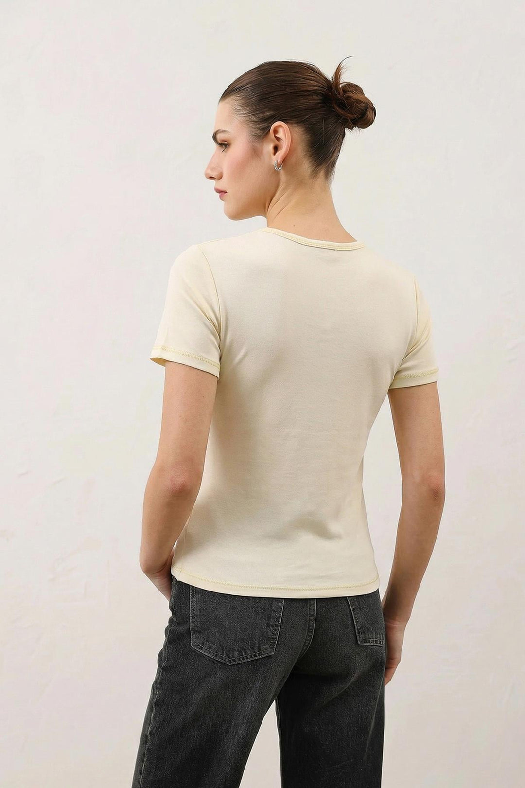 ANT Antioch Bej Kadın Basic T-Shirt - Tiel
