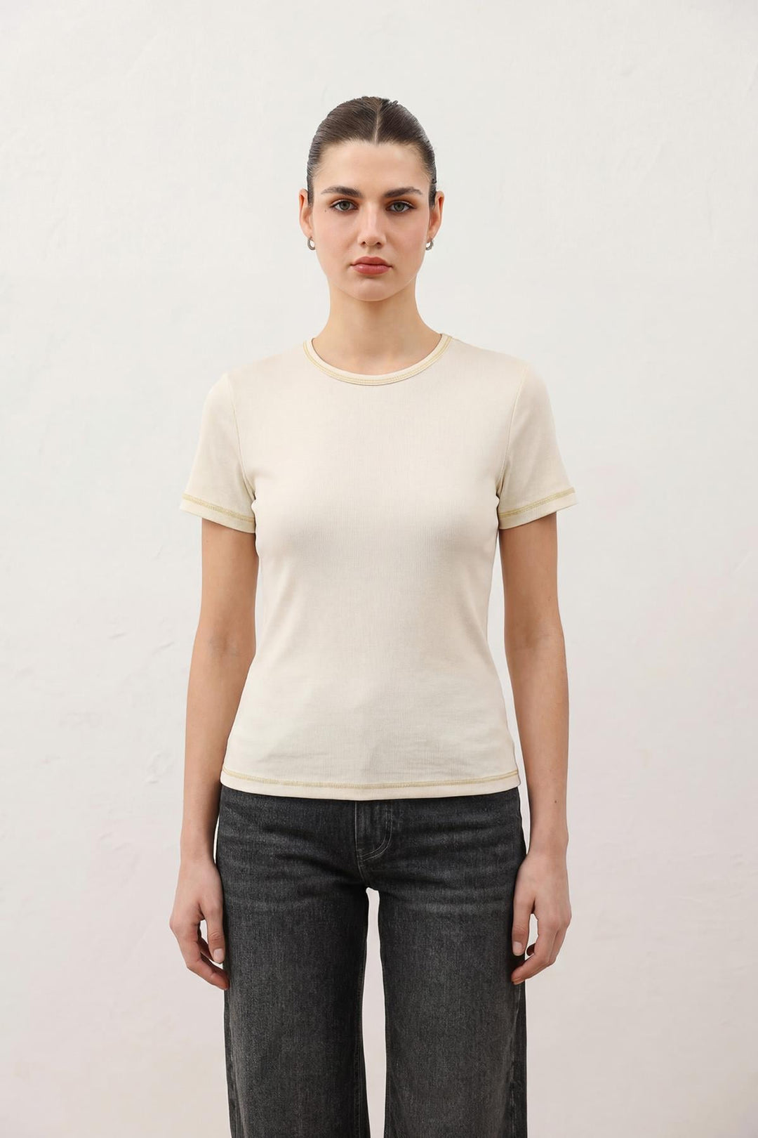 ANT Antioch Bej Kadın Basic T-Shirt - Tiel