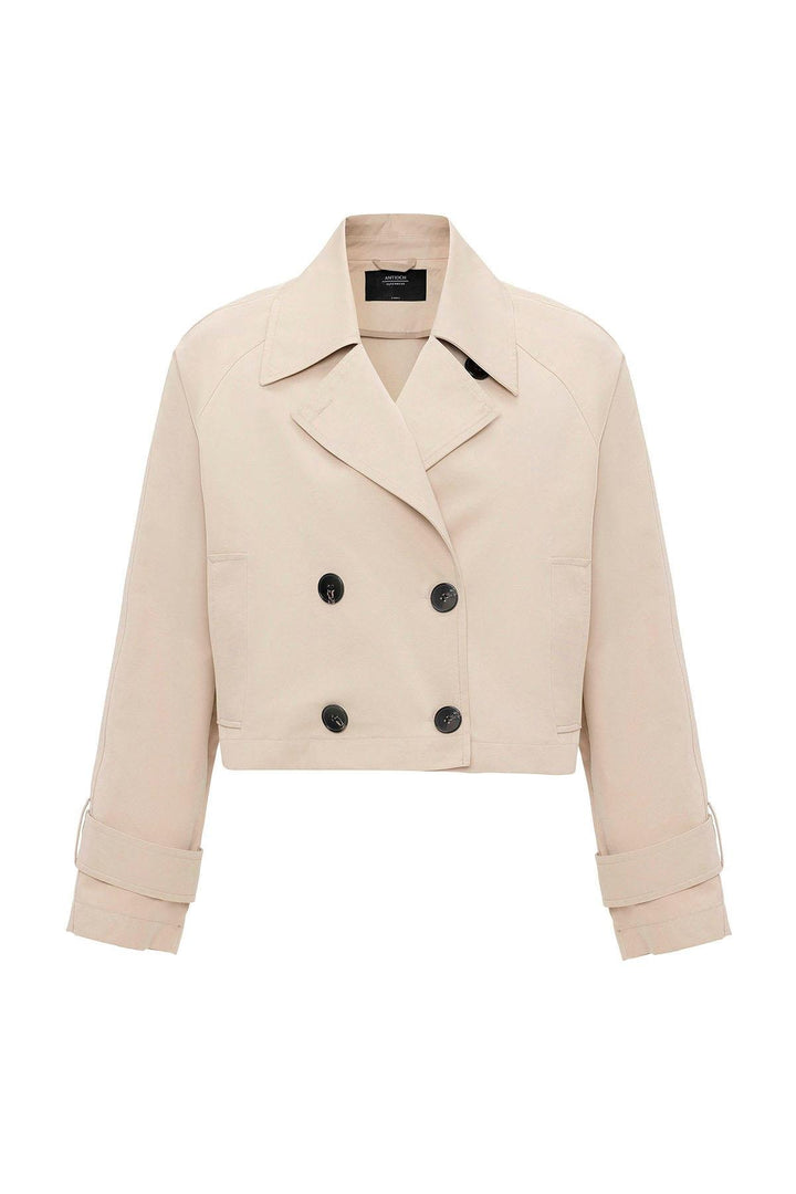 ANT Antioch Women's Beige Double-Breasted Short Trench Coat - Neuilly-sur-Seine