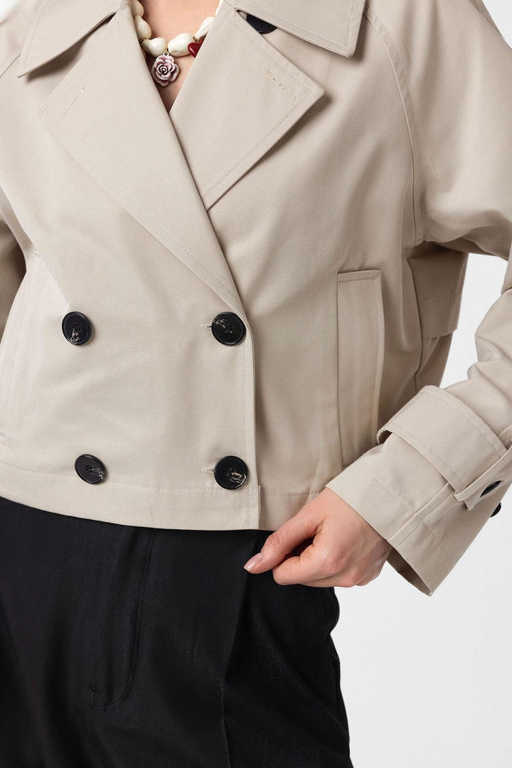 ANT Antioch Women's Beige Double-Breasted Short Trench Coat - Neuilly-sur-Seine