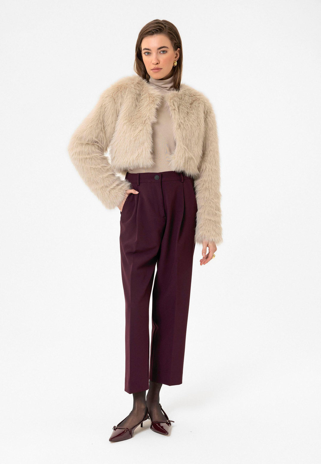 ANT Antioch Lord Woman Faux Fur Crop Jacket - Berkeley