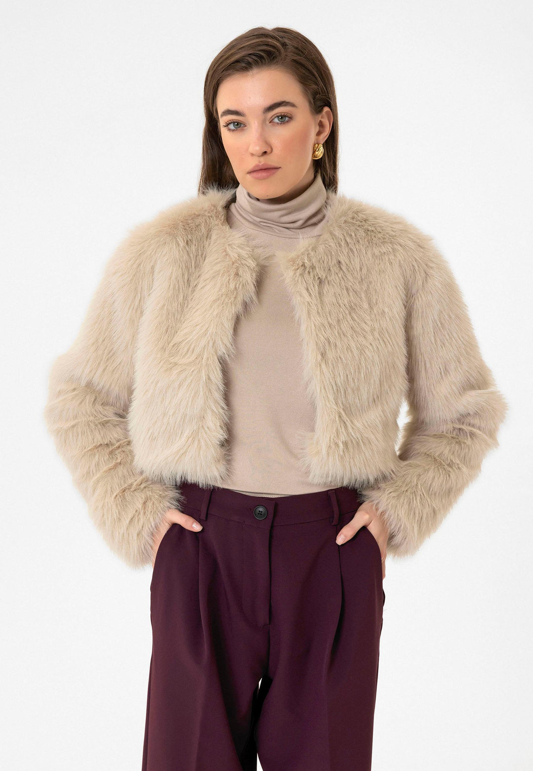 ANT Antioch Lord Woman Faux Fur Crop Jacket - Berkeley
