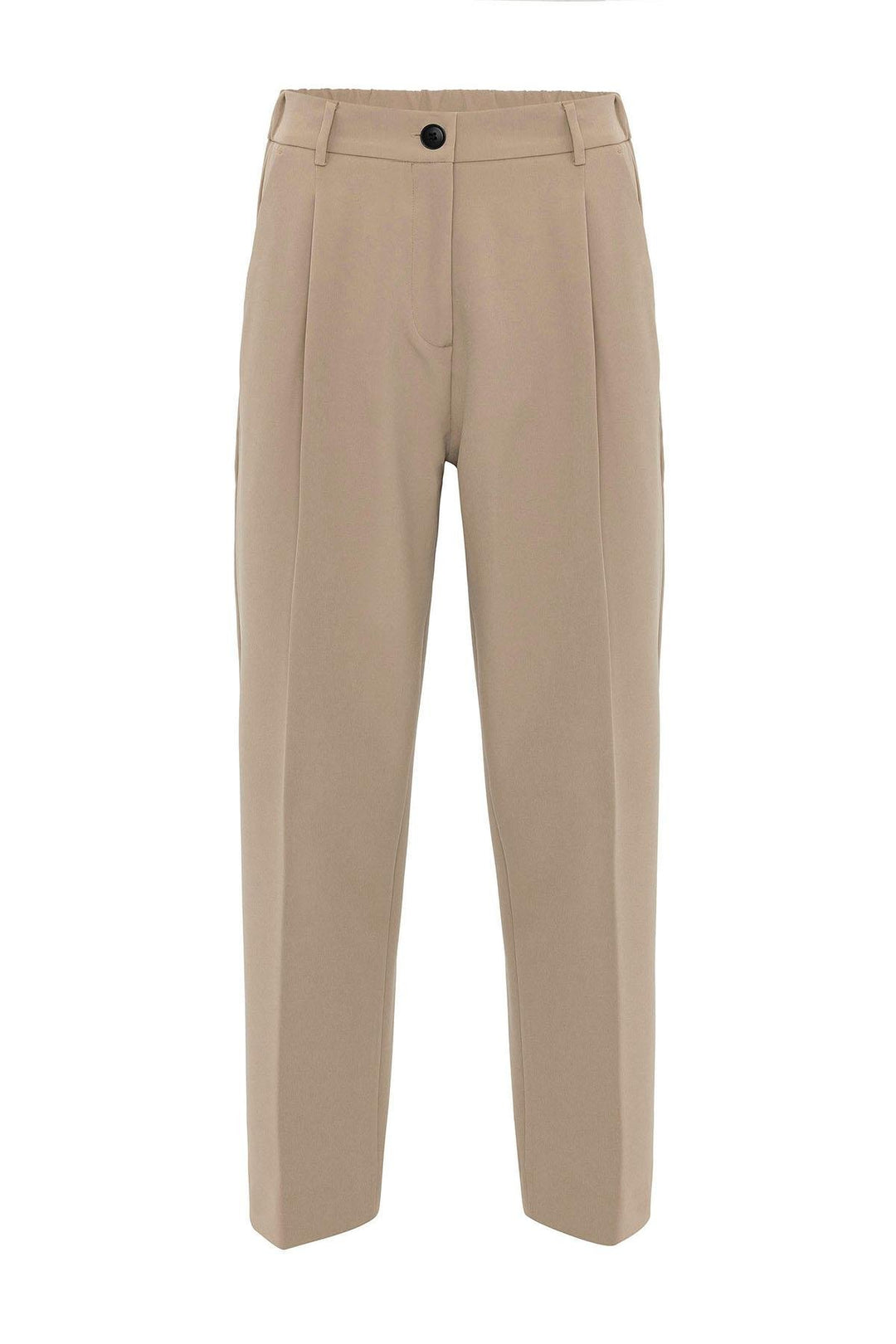 ANT Antioch Bej Kadın Yüksek Bel Straight Fit Kısa Pantolon - Cortlandt