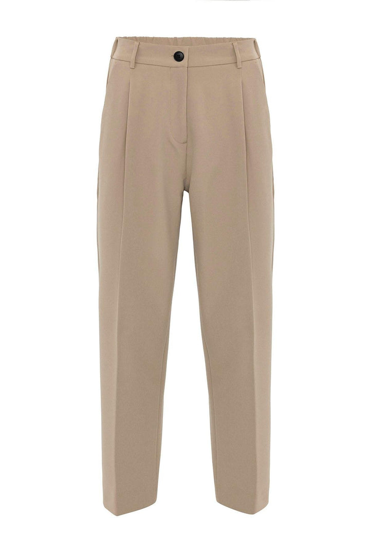 ANT Antioch Bej Kadın Yüksek Bel Straight Fit Kısa Pantolon - Cortlandt