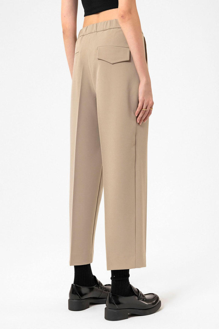 ANT Antioch Bej Kadın Yüksek Bel Straight Fit Kısa Pantolon - Cortlandt