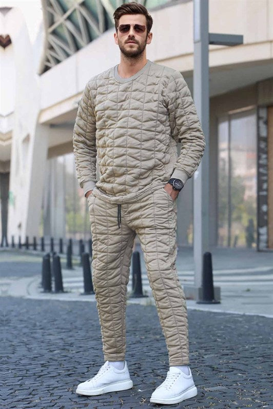 MDX Beige Quilted Patterned Tracksuit 5907 - Avilés