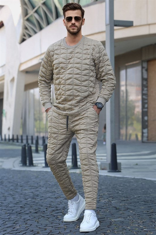 MDX Beige Quilted Patterned Tracksuit 5907 - Avilés