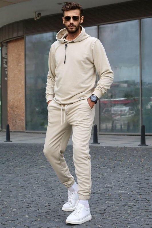 MDX Beige Hooded Basic Tracksuit 5908 - Dráma